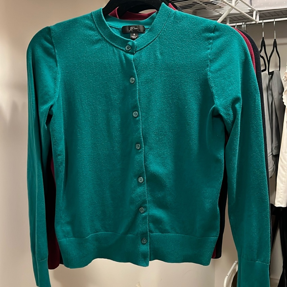 Green J. Crew Jackie cardigan small beautiful!
